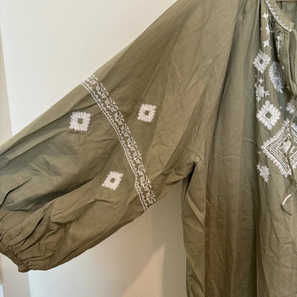 NWT Olive Green Embroidered Dress - Picture 5 of 10